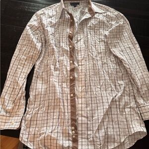 Paul Fredrick White, Light Brown  and Dark Brown Checkered Shirt